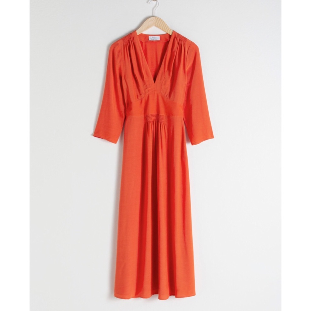 & Other Stories 3/4 Sleeve Empire Midi Dress 6